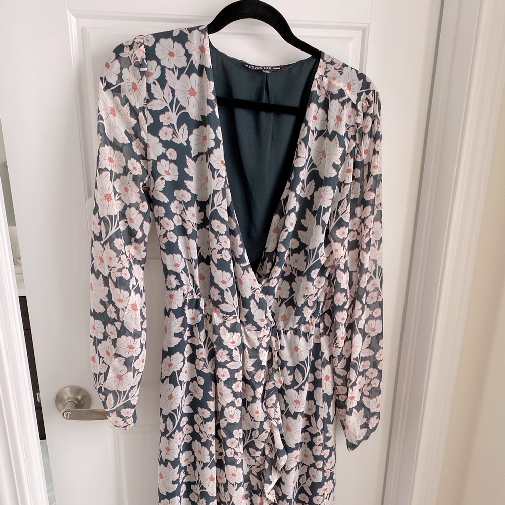 Blue & White Ruffles - Floral Dress